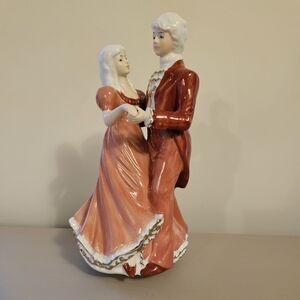 Elegant Couple Porcelain Figurine in Red and White